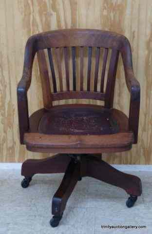 Appraisal: Antique Solid Mahogany Desk Chair on CastersThis is a early