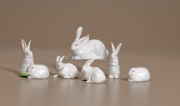 Appraisal: HEREND AND ROYAL COPENHAGEN PORCELAIN RABBITS Continental th century group