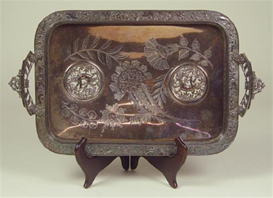 Appraisal: Meriden Quadruple Plate Card Tray Circa or Aesthetic Revival motifs