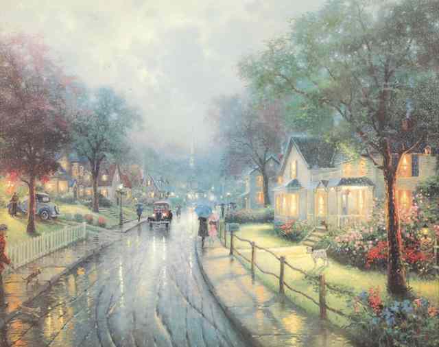 Appraisal: THOMAS KINKADE COLOR LITHOGRAPH ON CANVAS American born titled Hometown