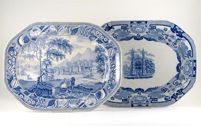 Appraisal: A Chetham Robinson blue and white meat platter printed with