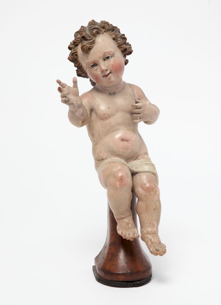 Appraisal: Continental Creche Figure of Infant Christ th C Continental wood