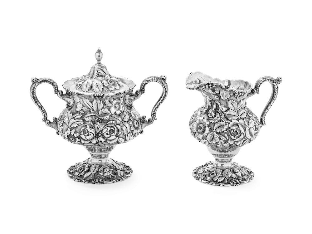 Appraisal: An American Silver Creamer and Sugar An American Silver Creamer