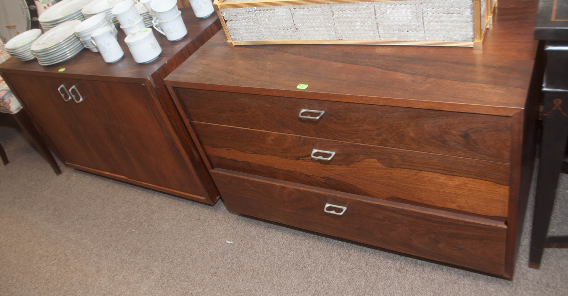 Appraisal: Two mid-century modern rosewood commodes