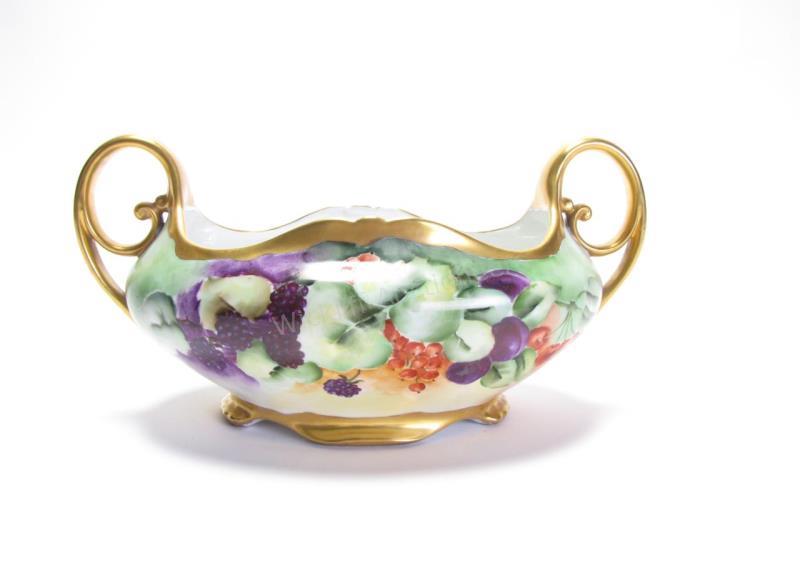 Appraisal: Austrian Porcelain Two Handled Center Bowl fruit and floral decoration