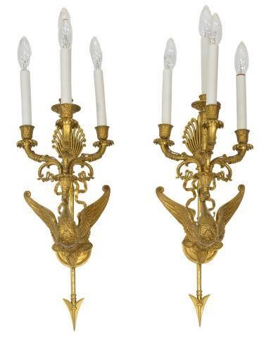 Appraisal: pair French Empire style gilt bronze wall sconces first half