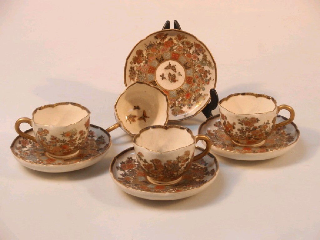 Appraisal: A set of four Satsuma coffee cups and saucers with