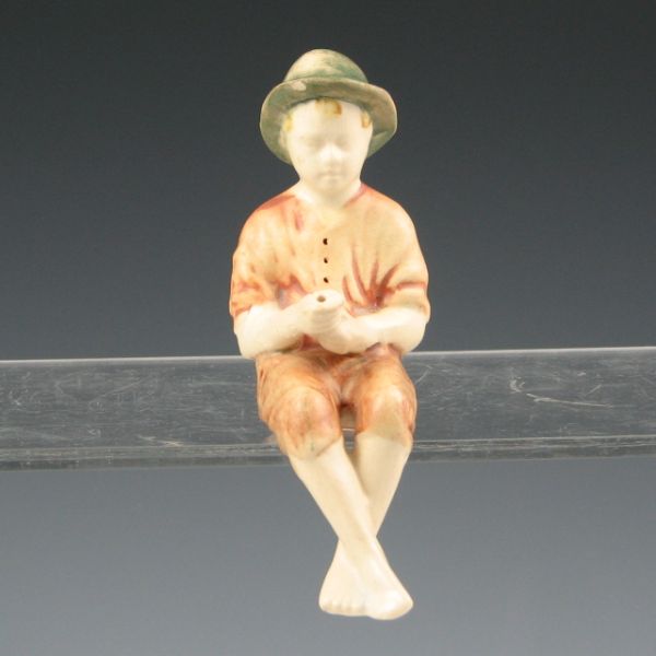 Appraisal: Weller Muskota fisher boy figural Unmarked Mint with a factory