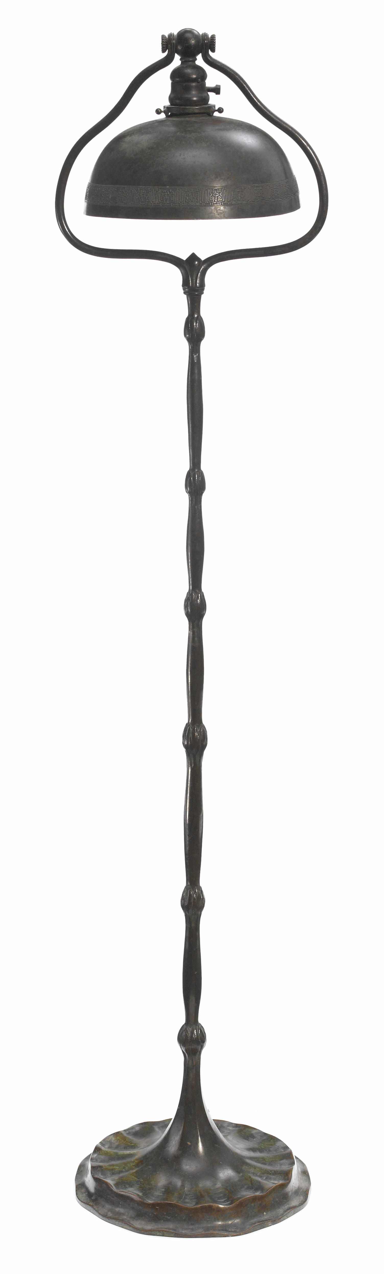 Appraisal: A Tiffany Studios patinated bronze Chinese floor lamp - -