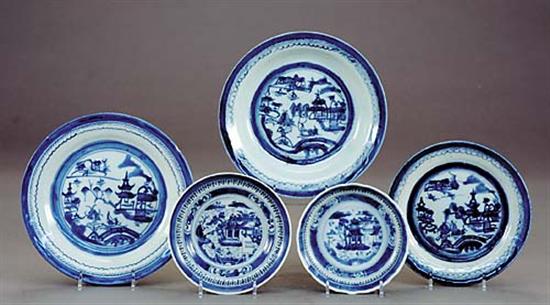 Appraisal: Assembled set of Chinese Export blue-and-white tableware th th centuryincluding