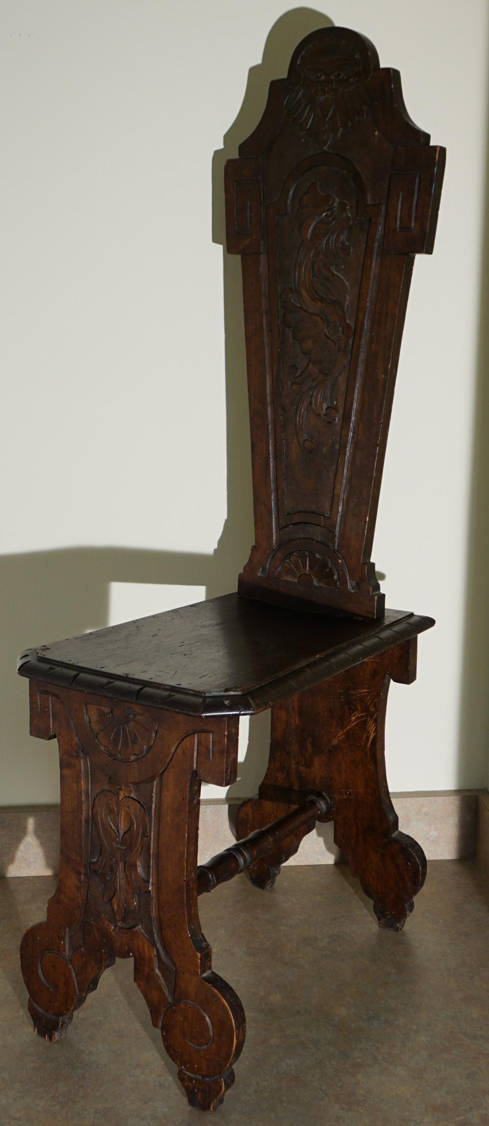 Appraisal: SCANDANAVIAN CARVED WOOD CHAIR TH- TH CENTURYScandanavian Carved Wood Chair