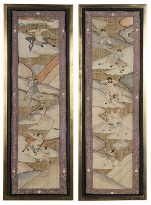 Appraisal: Pair Kesi Panels Chinese late th early th century men