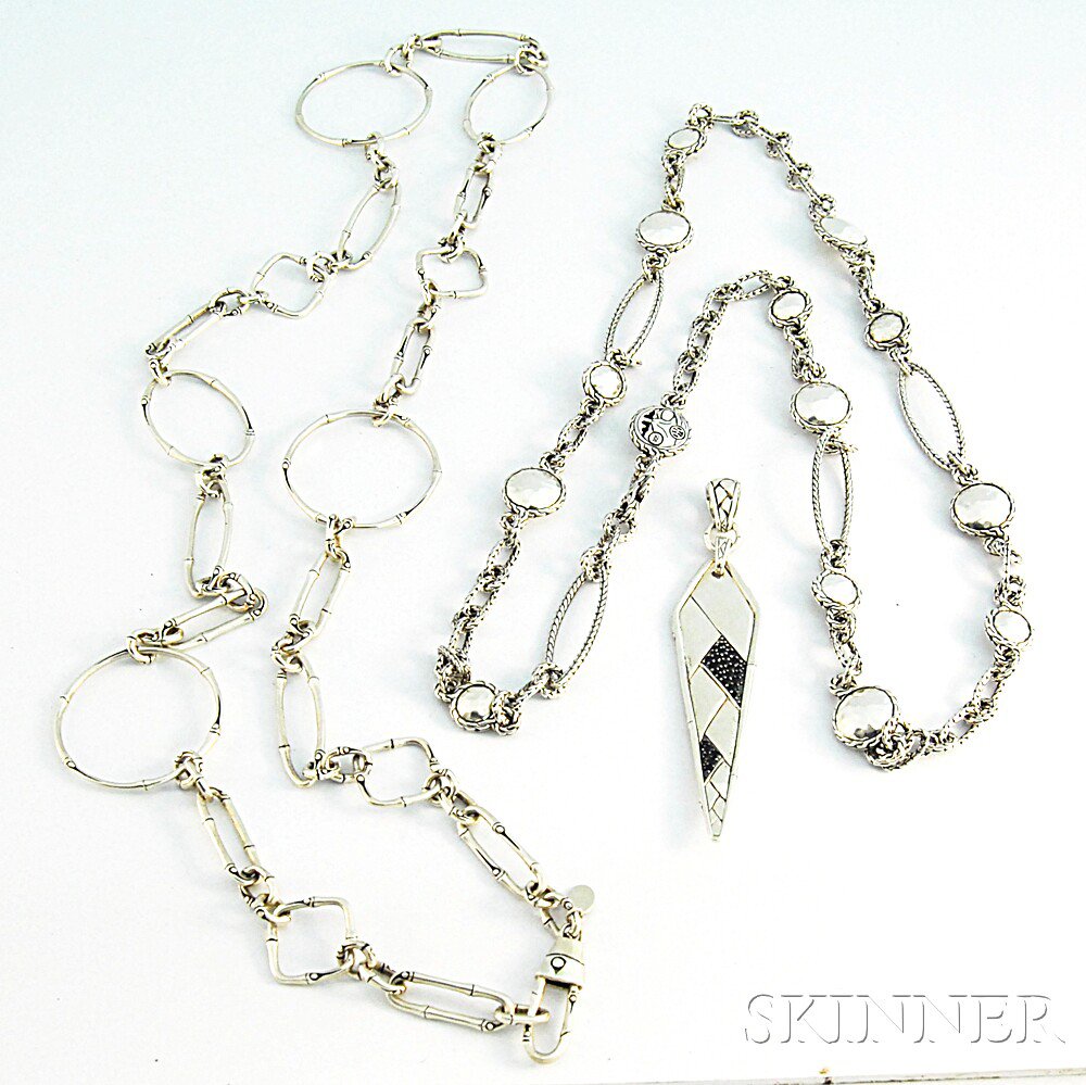 Appraisal: Three Pieces of Sterling Silver Jewelry John Hardy two necklaces