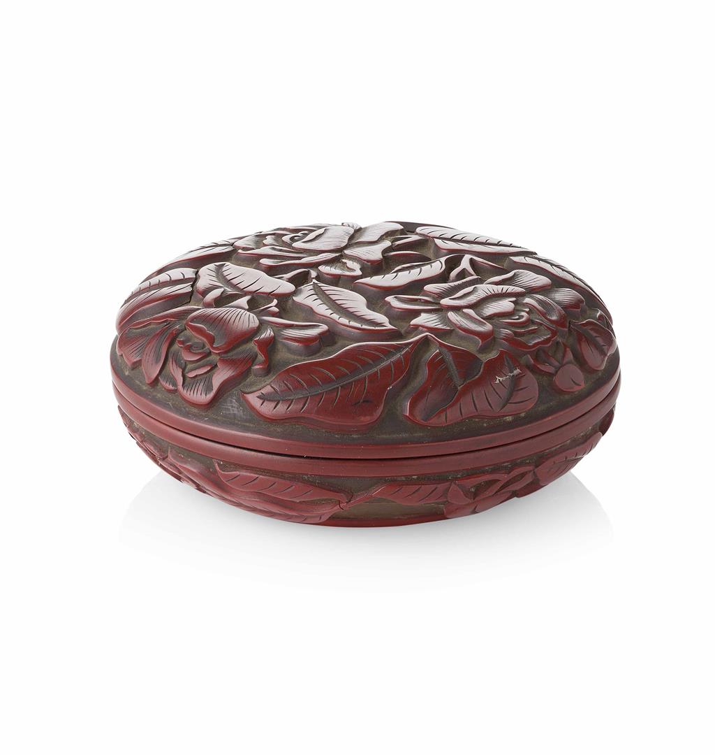 Appraisal: RARE CINNABAR LACQUER CIRCULAR SEAL PASTE BOX AND COVER MING