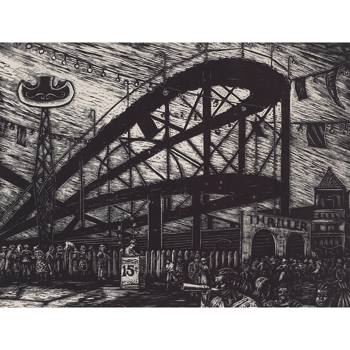 Appraisal: Harry Shokler American - Thriller Coney Island c wood engraving