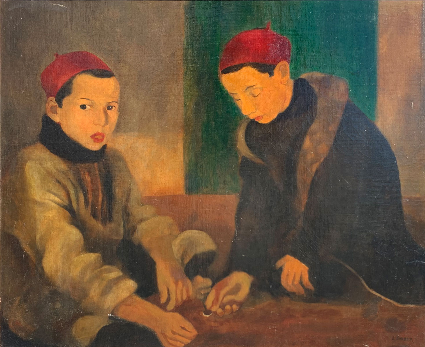 Appraisal: BARBER John Romanian - Two Jewish Boys in an Interior