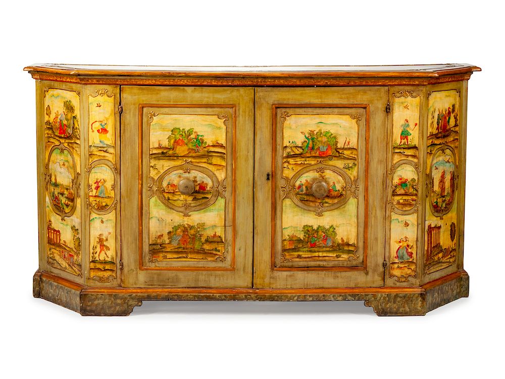 Appraisal: A Venetian Baroque Polychromed Credenza A Venetian Baroque Polychromed Credenza