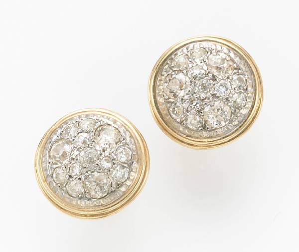 Appraisal: A pair of diamond and k gold earrings estimated total