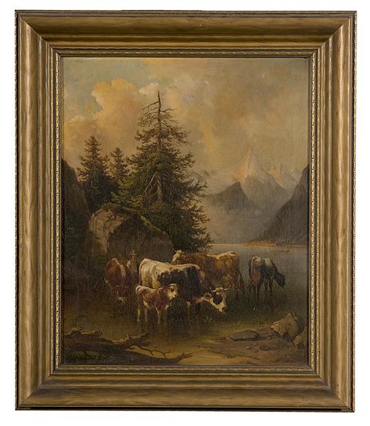 Appraisal: PASTORAL SCENE BY CHRISTIAN DAVID GEBAUER OIL ON CANVAS Christian