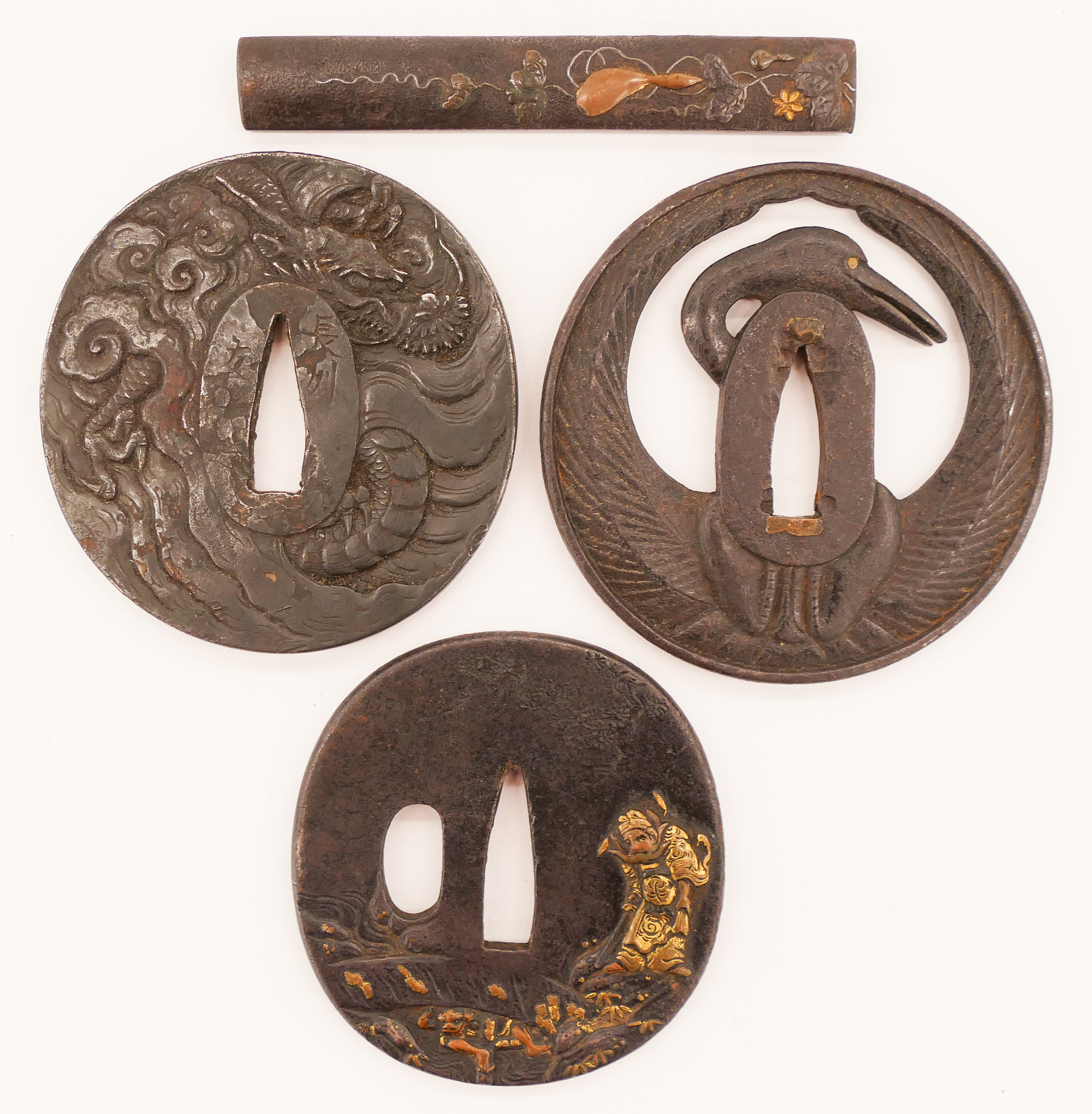 Appraisal: pc Japanese Meiji Iron Tsuba and Kozuka '' to ''