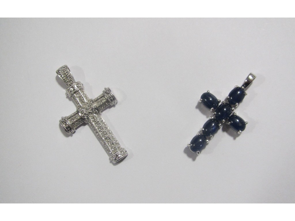 Appraisal: Two ct white gold cross pendant one with diamonds the