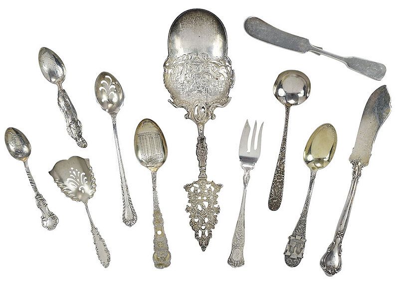 Appraisal: Pieces Sterling Flatware American th century including seventeen pieces International