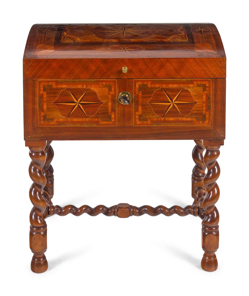 Appraisal: A Continental Mahogany and Marquetry Chest on Stand A Continental