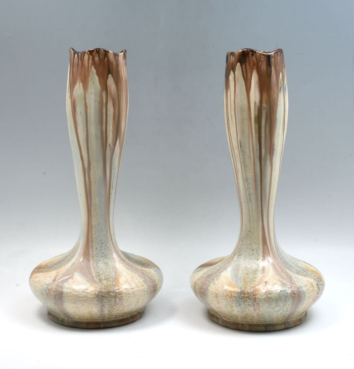 Appraisal: PAIR THULIN S ART DECO VASES Pair of large Belgium