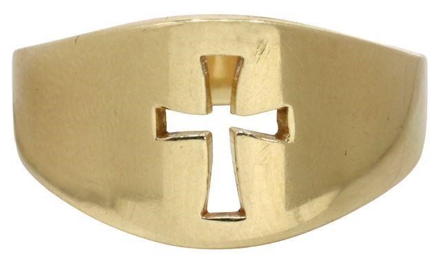 Appraisal: Estate kt yellow gold ring James Avery with pierced Latin