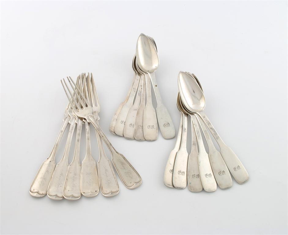 Appraisal: A set of twelve th century German silver Fiddle pattern