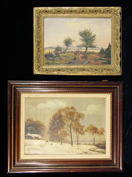 Appraisal: Continental School th century A winter landscape with figures on