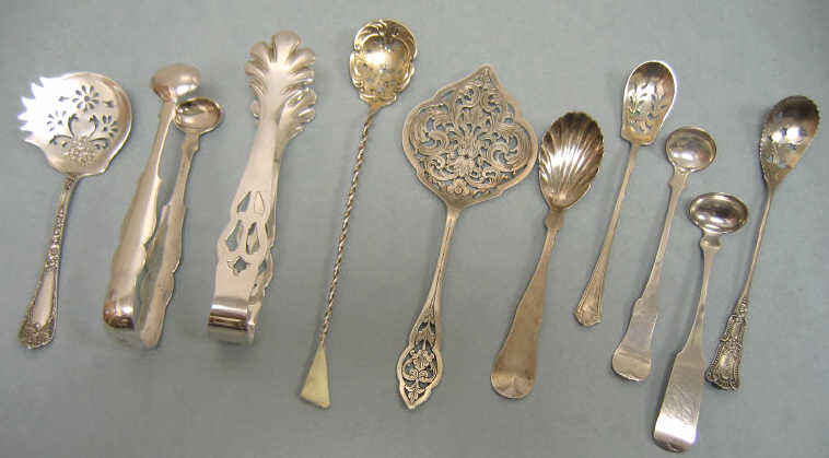 Appraisal: COIN AND STERLING SILVER SERVING FLATWARE PIECES Various makers of