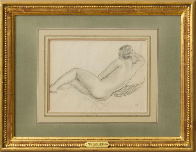 Appraisal: MADELAIN PLANTEX - RECLINING NUDE Black crayon on paper signed