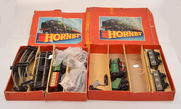 Appraisal: X HORNBY TRAIN SETS INCLUDING M GOODS SET MISSING TRACK