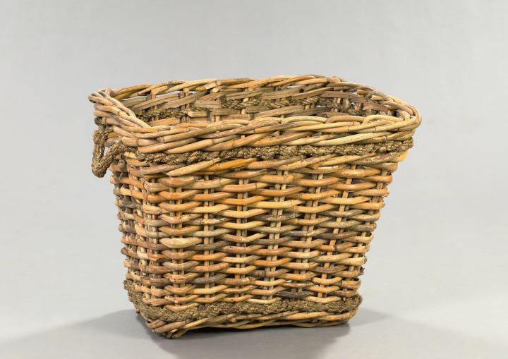 Appraisal: Large Woven Willow Twig and Rope Hotelier Laundry Basket first