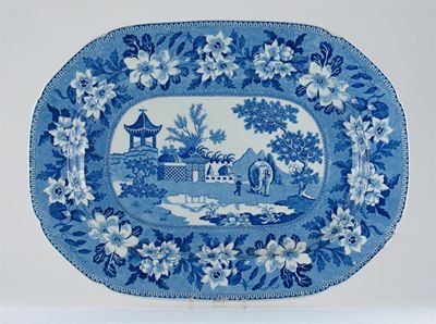 Appraisal: A large Rogers pearlware dish printed in blue with a