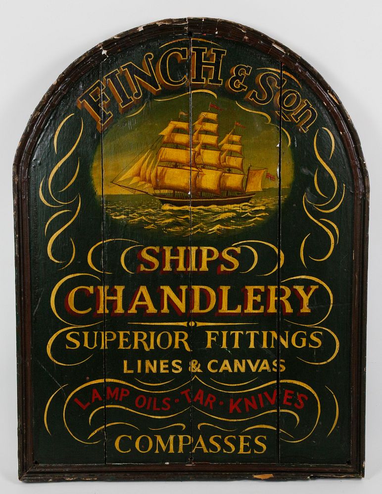 Appraisal: Finch Son Ships Chandlery Trade Sign Antique Style Finch Son