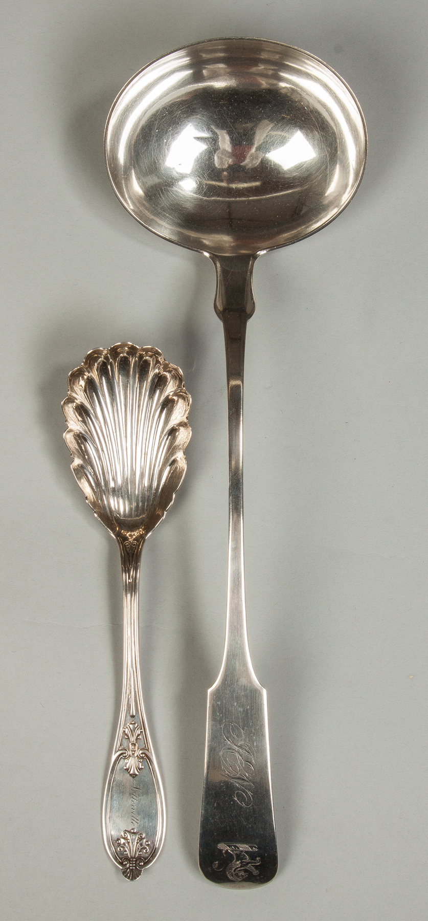 Appraisal: Sterling Silver Berry Spoon Large Ladle Spoon illeg hallmarks Netterville