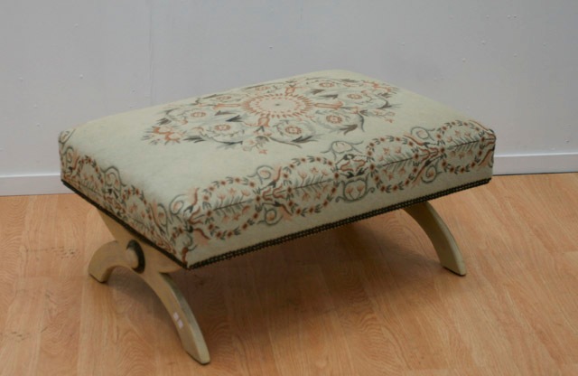 Appraisal: A painted and needlepoint stool