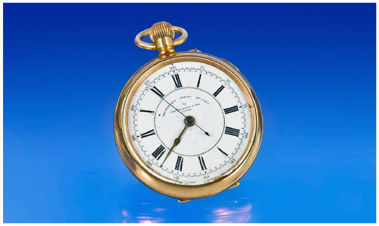 Appraisal: Thos Russell Son Chronograph Pocket Watch Top Wind White Porcelain