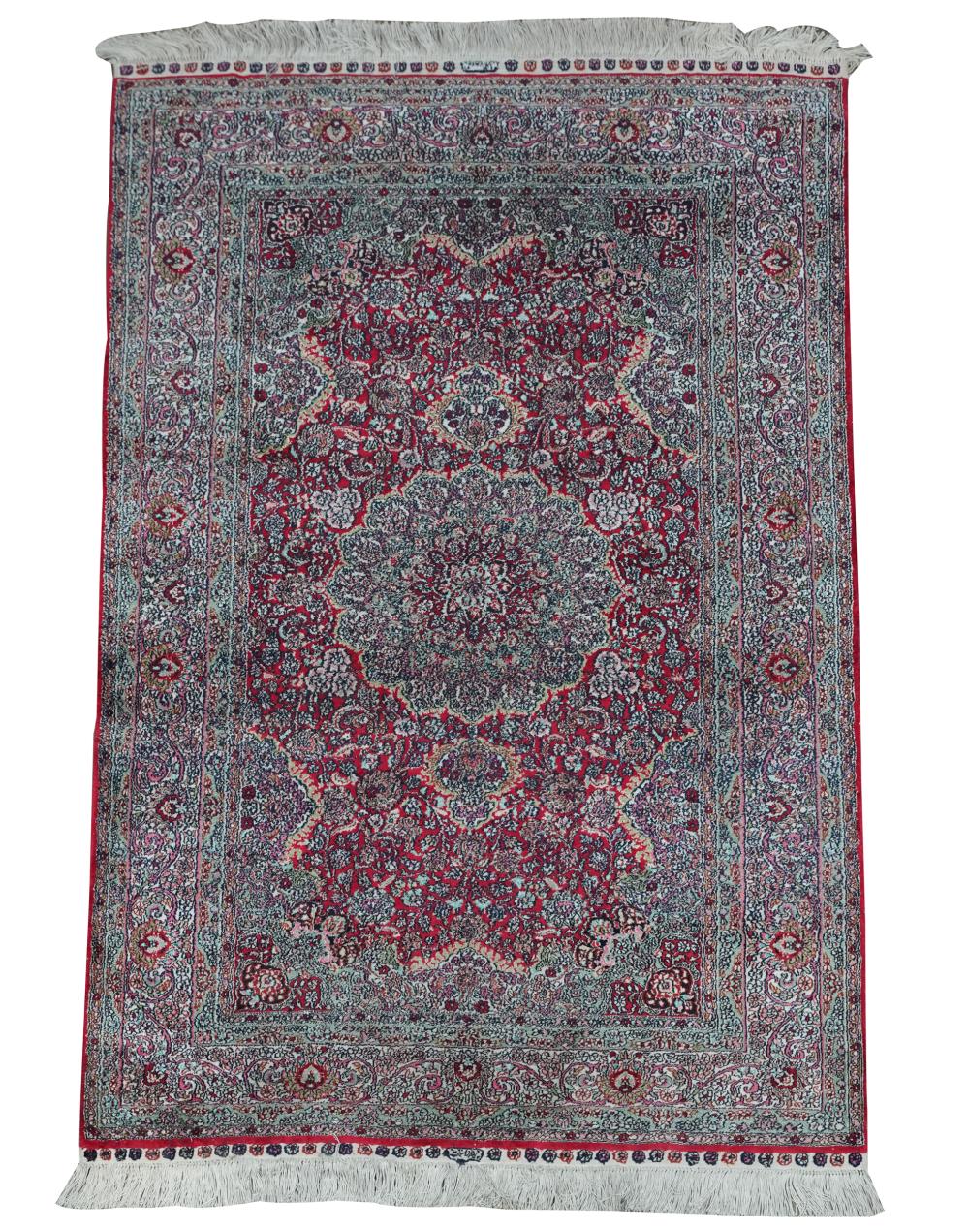 Appraisal: PERSIAN STYLE THROW RUGsilk ' x ' Condition