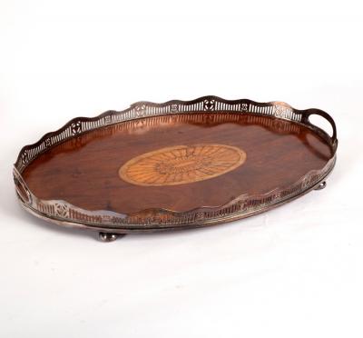 Appraisal: An Edwardian tray with pierced plated two-handled border cm wide