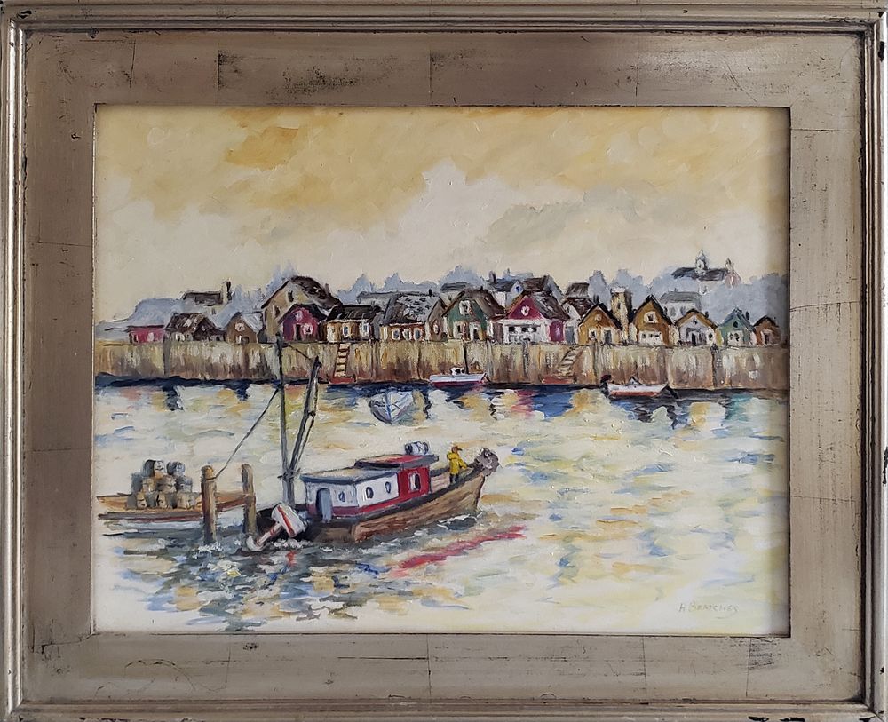 Appraisal: H Bratches Oil on Canvas Nantucket Harbor H Bratches Oil