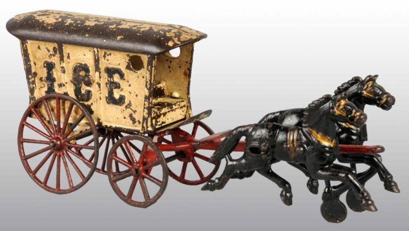 Appraisal: Cast Iron Hubley Ice Wagon Toy Description Pulled by two