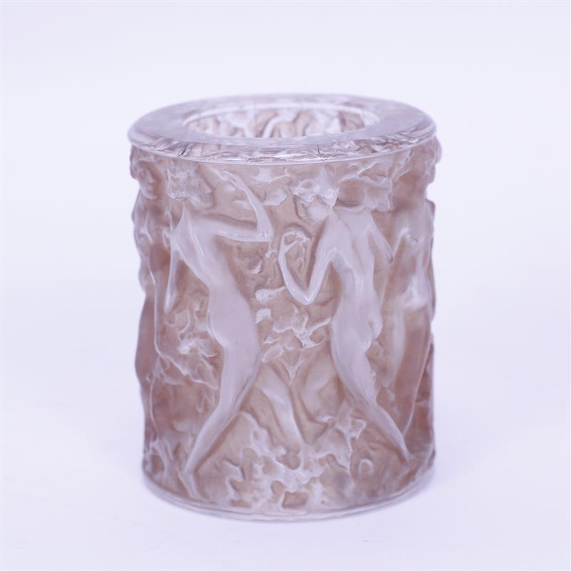 Appraisal: Rene Lalique French Art Deco art glass nudes open cylinder