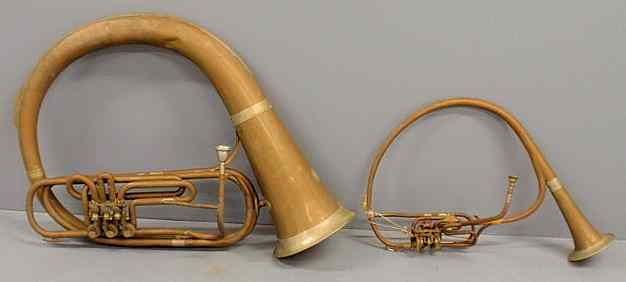 Appraisal: Two brass French horns c 's from the South Carolina