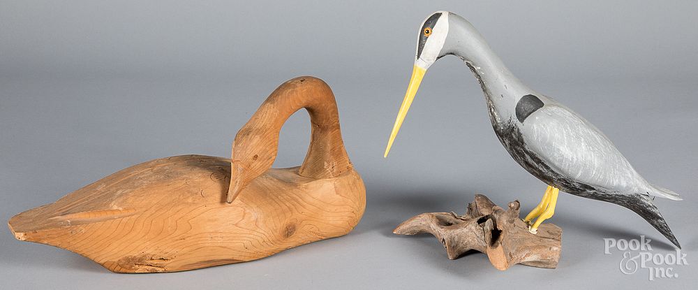 Appraisal: Walter Cross carved bird etc Walter Cross carved bird together