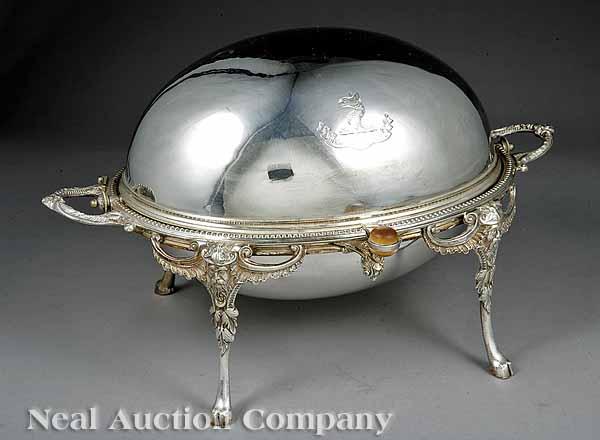 Appraisal: An Antique English Crested Silverplate Revolving Tureen two-handled oval body