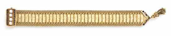 Appraisal: A Vintage Karat Yellow Gold Sapphire and Cultured Pearl Belt