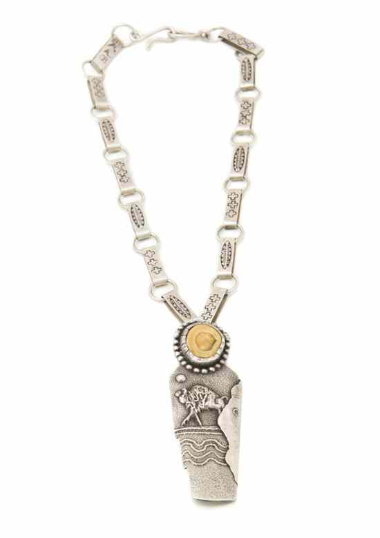 Appraisal: A Kewa Sterling Silver Spirit Figure Pendant and Necklace Anthony